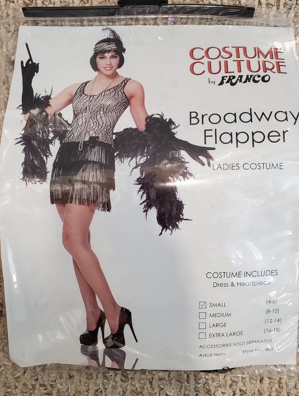 FRANCO Broadway Flapper 1920's Costume Dress Black & Silver Roaring 20s, Small